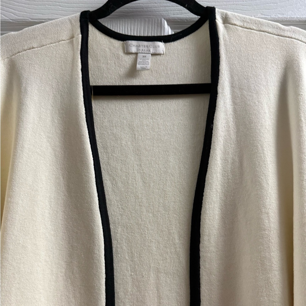 Macy’s Charter Club Open Front Cardigan With Lace Trim Size 3X - Picture 2 of 13